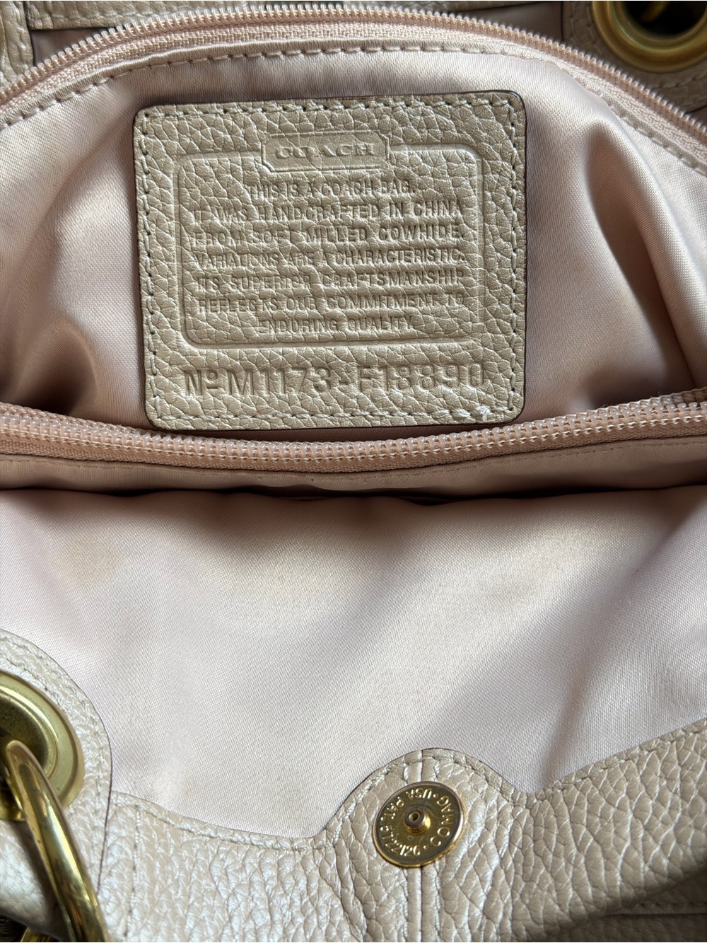 COACH PENELOPE Champagne leather Buckle tote Shoulder Bag F-18890 - Picture 13 of 16